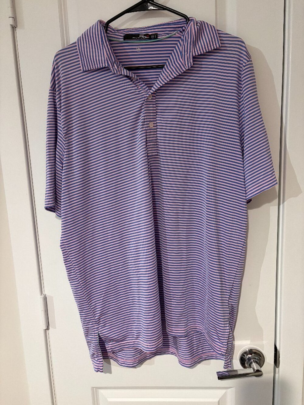RLX Ralph Lauren Men's Lightweight Airflow Center Stripe Polo Size L
